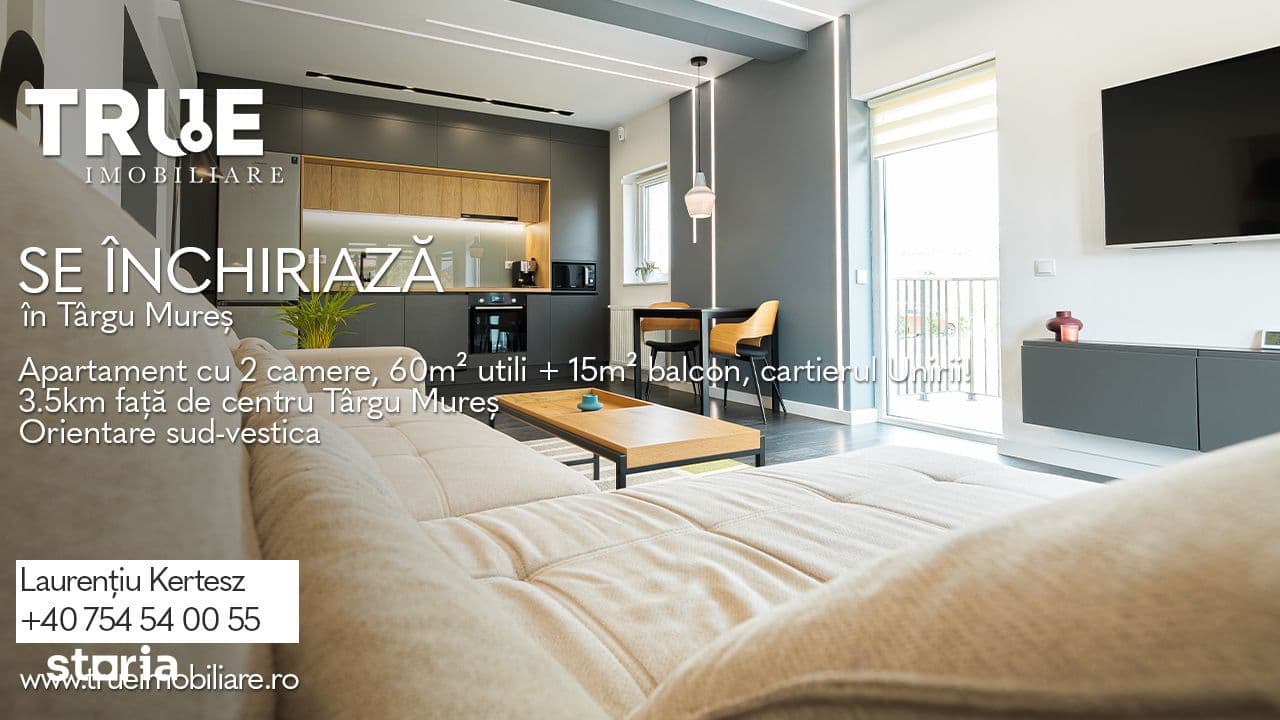 Apartament cu 2 camere, 60m² + balcon 15m², cartierul Unirii!