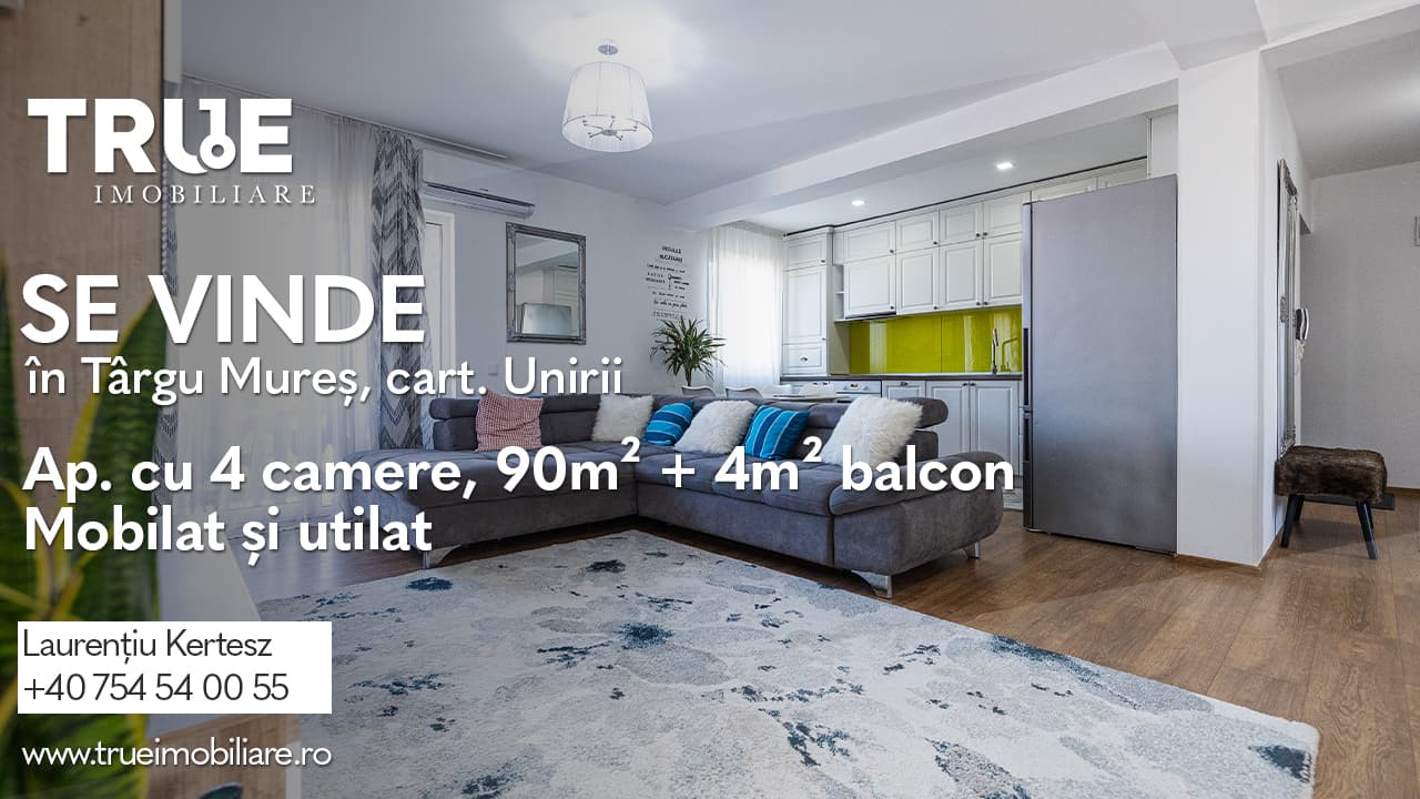 Apartament cu 4 camere, 90 m² utili– Târgu Mureș | Cartierul Unirii