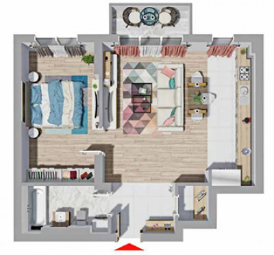 Apartament cu 2 camere, 56.35m² + balcon 3.60m², Maurer Residence!