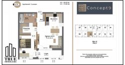 Apartament cu 2 camere, 62.2mp, et.2/10, bloc nou, Concept 9!