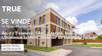Ap. cu 2 camere, 54m² + terasă, bloc nou, HS Residence!