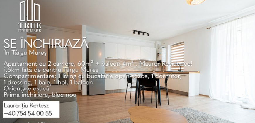 Apartament cu 2 camere, 60m² + 4m² balcon, Maurer Residence!