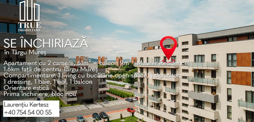 Apartament cu 2 camere, 61m² + 9m² balcon, Maurer Residence!
