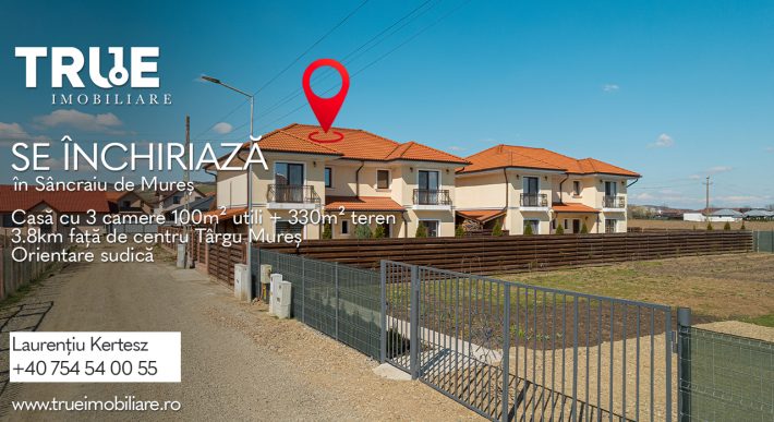 Casă cu 3 camere 100m² utili +330m² teren, Sâncraiu de Mureș!