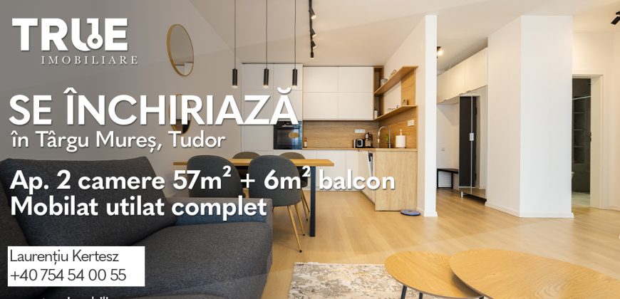 Ap. cu 2 camere de închiriat, 57m² + 6m² balcon, Concept 9, Tudor!