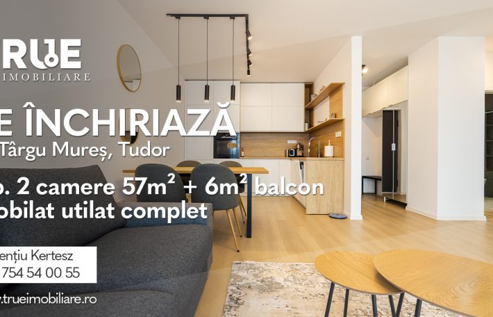 Ap. cu 2 camere de închiriat, 57m² + 6m² balcon, Concept 9, Tudor!