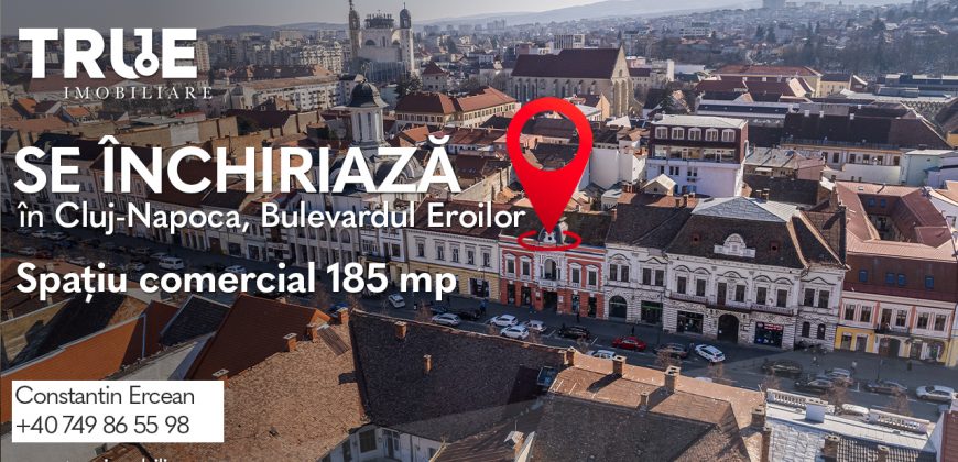 Spațiu comercial de închiriat 185m², ultracentral, Cluj Napoca!