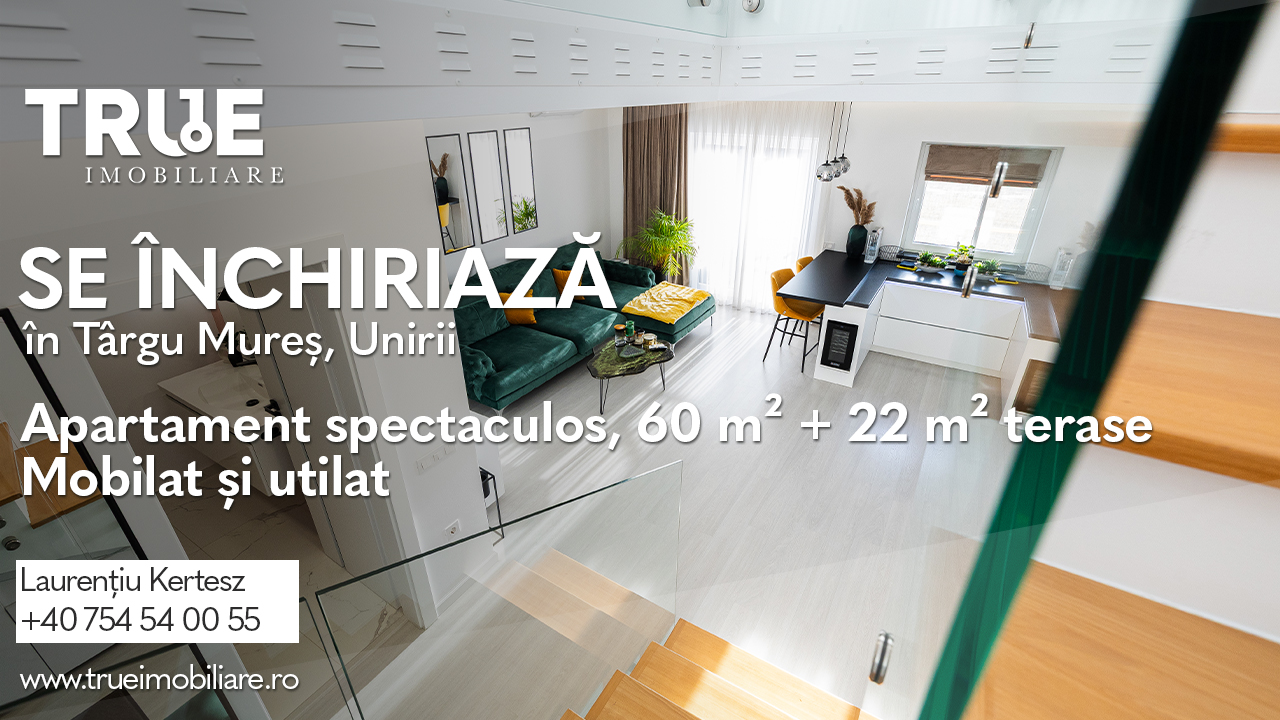 Ap. deosebit cu 2 camere 60m² + terasă 22m², Unirii