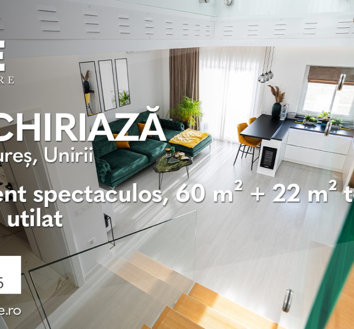 Ap. deosebit cu 2 camere 60m² + terasă 22m², Unirii