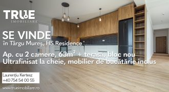Ap. cu 2 camere, 63m² + terasă, bloc nou, HS Residence!