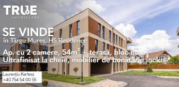 Ap. cu 2 camere, 54m² + terasă, bloc nou, HS Residence!