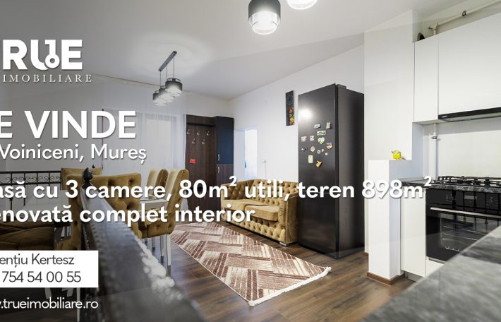 Casă cu 3 camere, 80m² utili + teren 898m², Voiniceni!