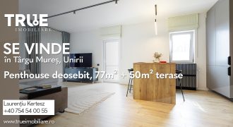 Penthouse 3 camere, 77m² + 50m² terase, Unirii, Târgu Mureș