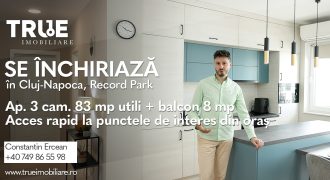 Ap. 3 cam 83m² utili +balcon 8m², Cluj Napoca!